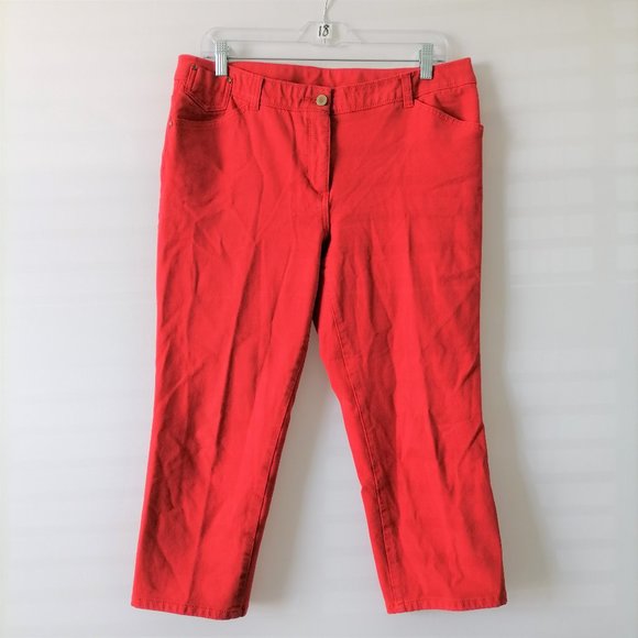 So Slimming By Chico's Womens Red Mid Rise Cropped Jeans Pant Size 2 - Picture 1 of 6